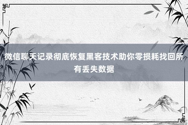 微信聊天记录彻底恢复黑客技术助你零损耗找回所有丢失数据