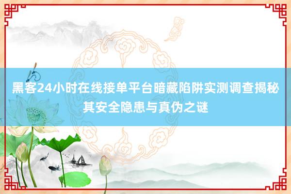 黑客24小时在线接单平台暗藏陷阱实测调查揭秘其安全隐患与真伪之谜
