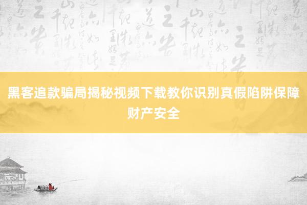黑客追款骗局揭秘视频下载教你识别真假陷阱保障财产安全
