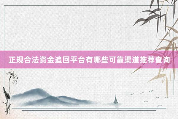正规合法资金追回平台有哪些可靠渠道推荐查询